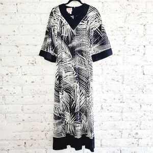 VTG Gloria Moret 1960's 70's Hawaiian Dress Black White Maxi Dress Womens Tiki